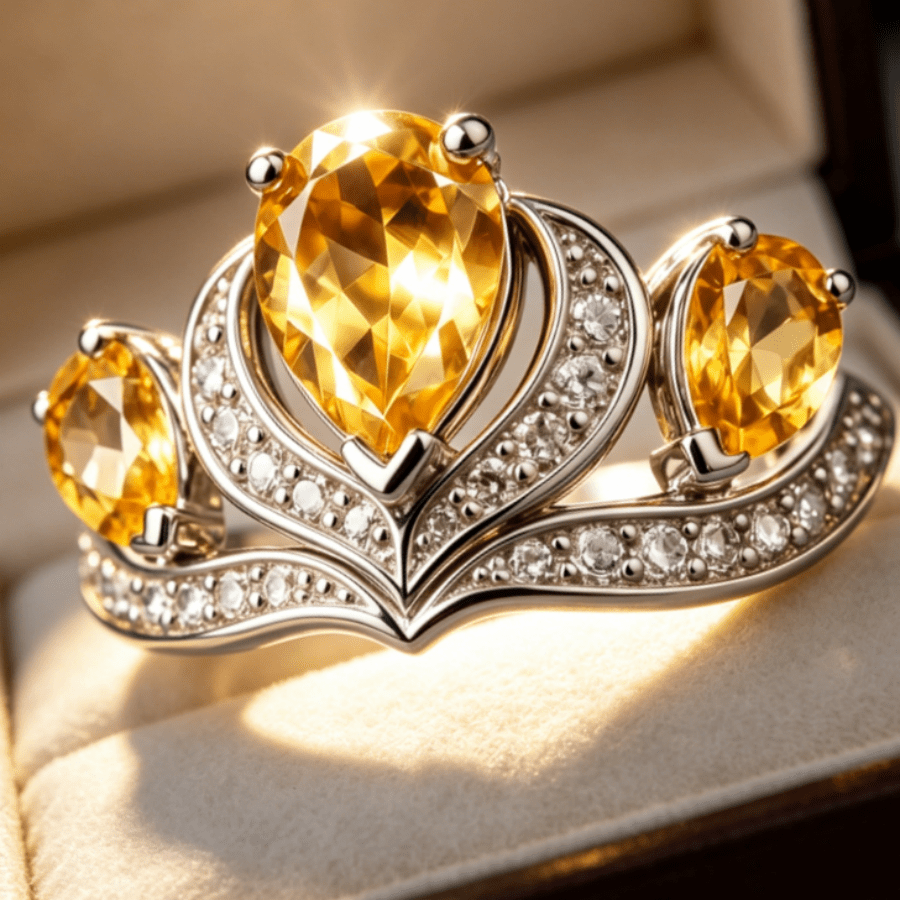 Women's Elegant White Golden-plated K-Golden Copper Ring